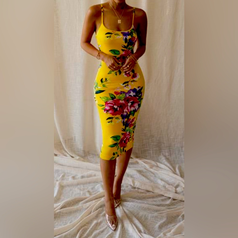 JLux label yellow floral dress